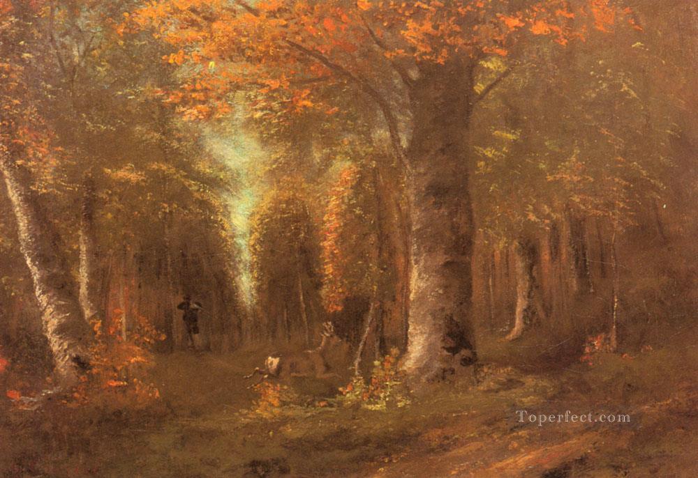 La Foret En Automne landscape Gustave Courbet woods forest Oil Paintings